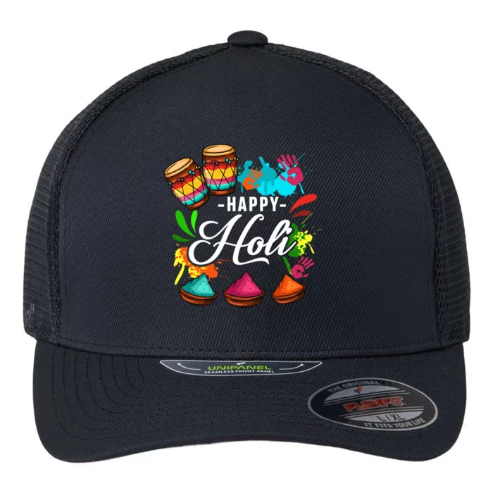 Happy Holi Festival Color Costume India Hindu Spring Gift Flexfit Unipanel Trucker Cap