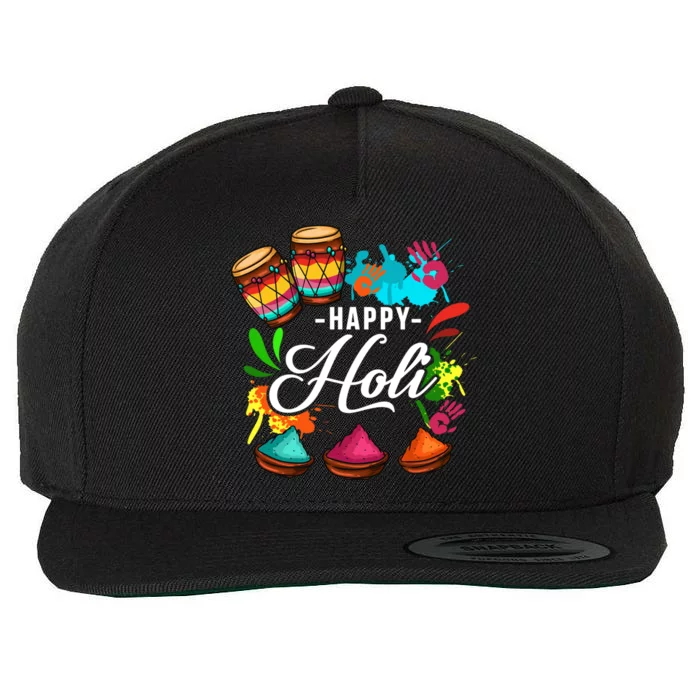 Happy Holi Festival Color Costume India Hindu Spring Funny Gift Wool Snapback Cap