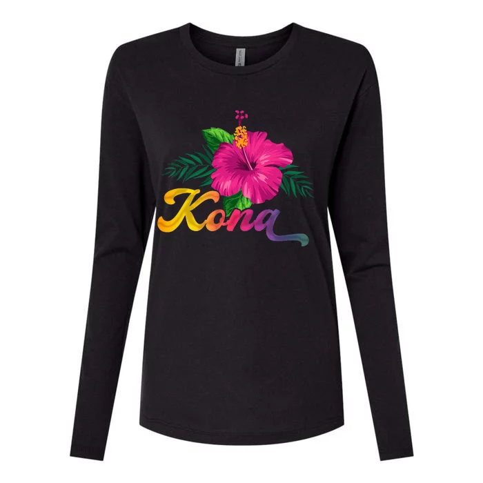 Hawaii Hibiscus Flowers Kona Aloha State Tropic Islands Womens Cotton Relaxed Long Sleeve T-Shirt