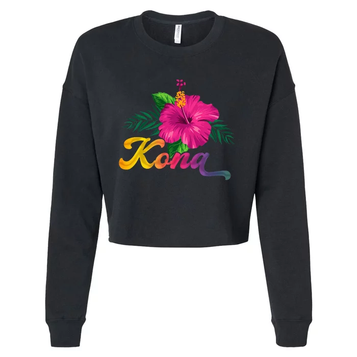 Hawaii Hibiscus Flowers Kona Aloha State Tropic Islands Cropped Pullover Crew