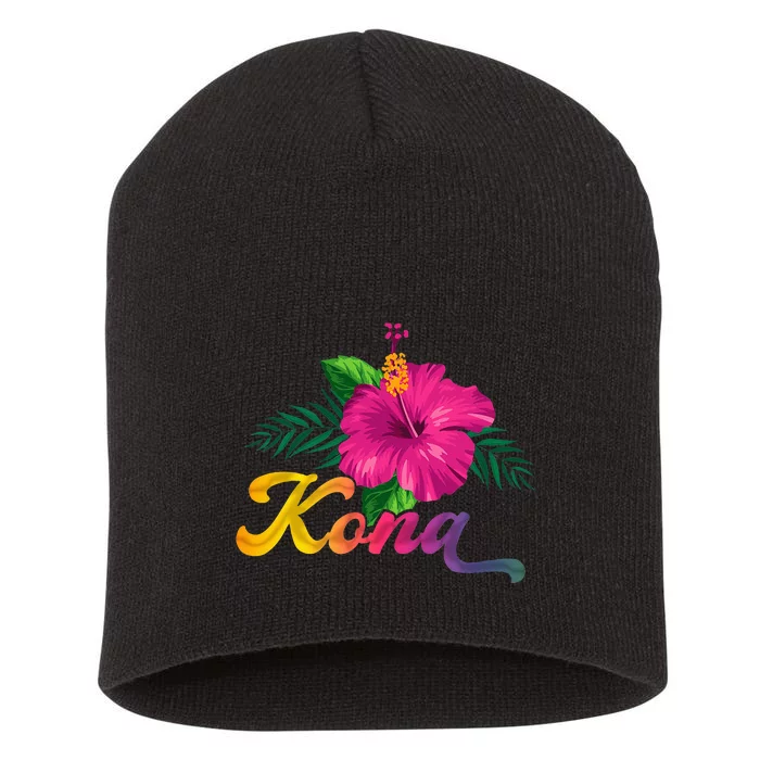 Hawaii Hibiscus Flowers Kona Aloha State Tropic Islands Short Acrylic Beanie