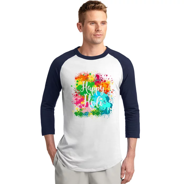 Happy Holi Festival Color Costume India Hindu Spring Funny Gift Baseball Sleeve Shirt