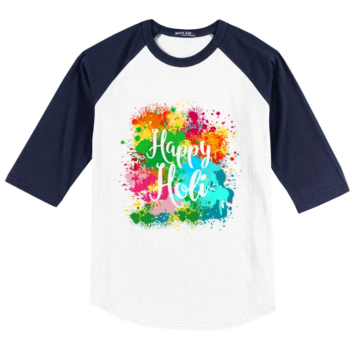 Happy Holi Festival Color Costume India Hindu Spring Funny Gift Baseball Sleeve Shirt