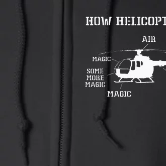 How Helicopters Fly Funny Helicopter Pilot Full Zip Hoodie