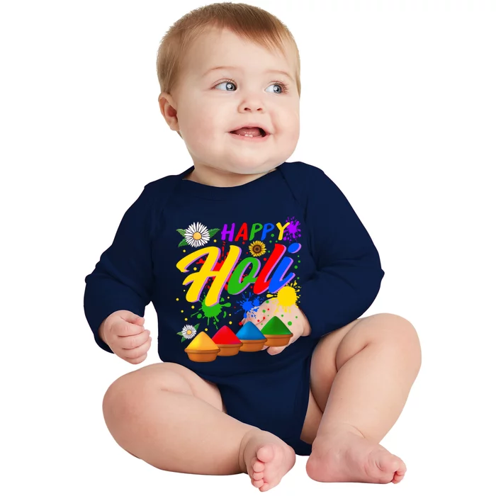 Happy Holi Festival Colors Festival Holi Festival Lover Holi Meaningful Gift Baby Long Sleeve Bodysuit