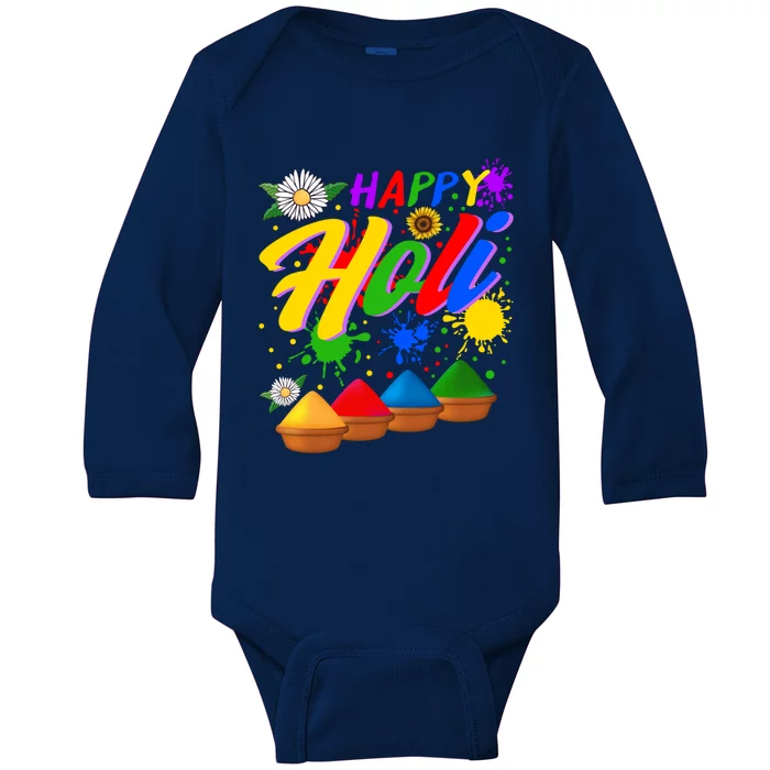 Happy Holi Festival Colors Festival Holi Festival Lover Holi Meaningful Gift Baby Long Sleeve Bodysuit