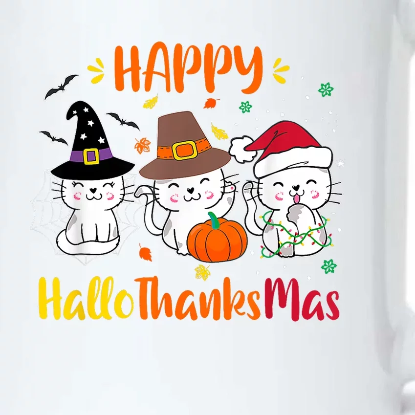 Happy Hallothanksmas Funny Cute Cats Black Color Changing Mug