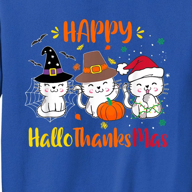 Happy Hallothanksmas Funny Cute Cats Tall Sweatshirt