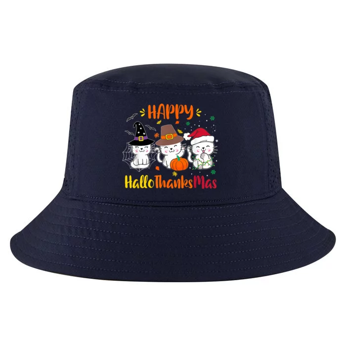 Happy Hallothanksmas Funny Cute Cats Cool Comfort Performance Bucket Hat