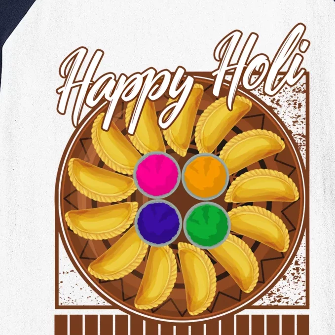 Happy Holi Festival Happy Holi Gujiya Dumpling Of India Tee Gift Baseball Sleeve Shirt