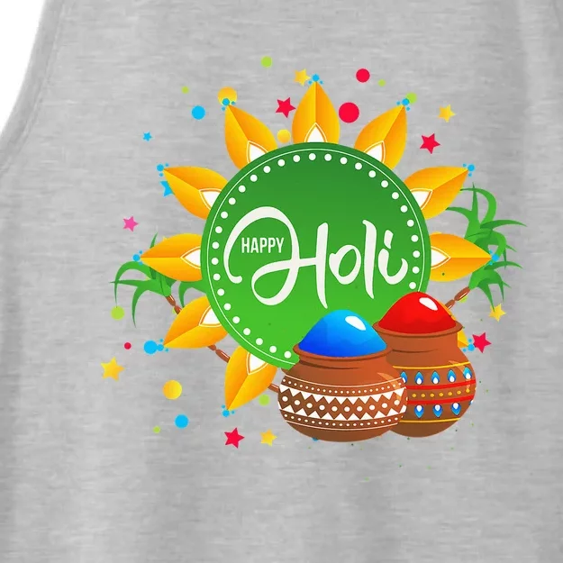 Happy Holi For  India Hindu Ladies Tri-Blend Wicking Tank