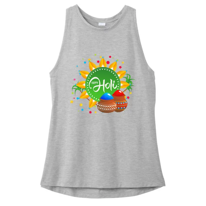 Happy Holi For  India Hindu Ladies Tri-Blend Wicking Tank