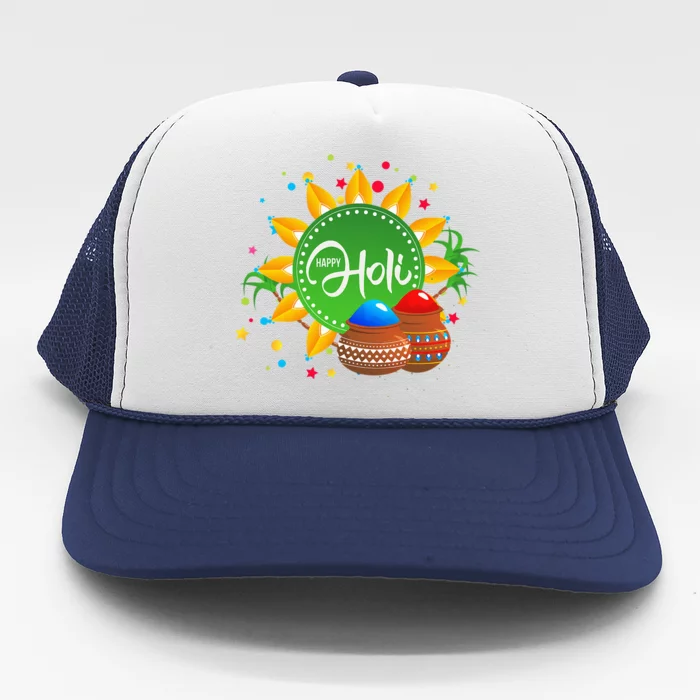 Happy Holi For  India Hindu Trucker Hat