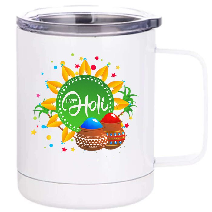 Happy Holi For  India Hindu Front & Back 12oz Stainless Steel Tumbler Cup