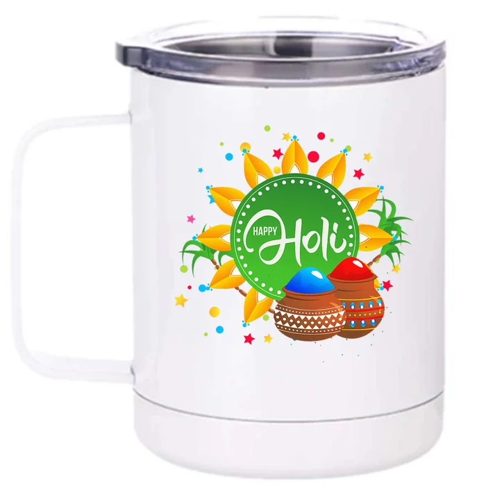 Happy Holi For  India Hindu Front & Back 12oz Stainless Steel Tumbler Cup