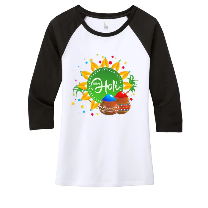 Happy Holi For  India Hindu Women's Tri-Blend 3/4-Sleeve Raglan Shirt