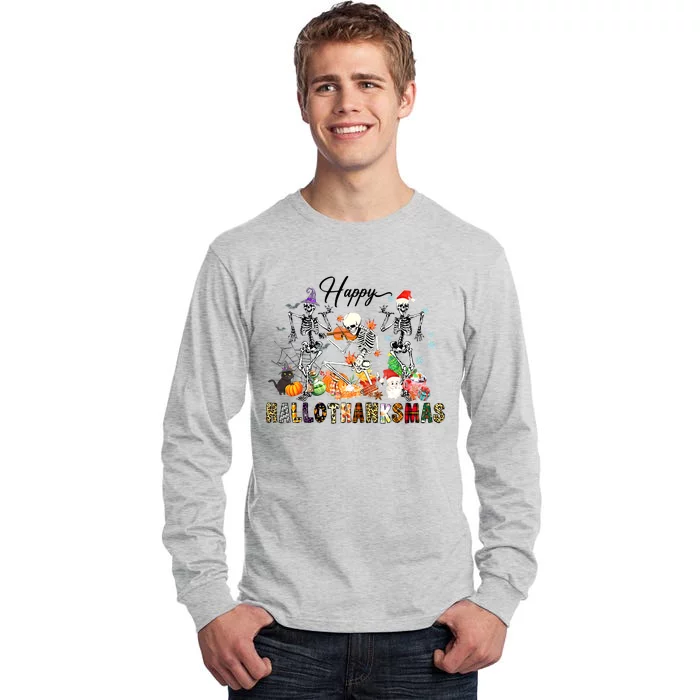 Happy HalloThanksMas Funny Halloween Ballet Skeleton Dancing Tall Long Sleeve T-Shirt