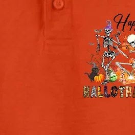 Happy HalloThanksMas Funny Halloween Ballet Skeleton Dancing Dry Zone Grid Performance Polo