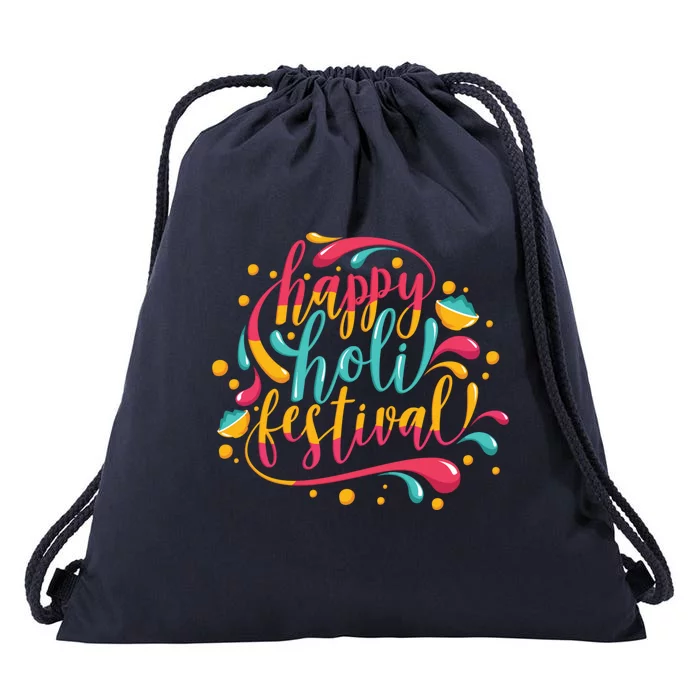 Happy Holi Festival Hindu Spring Color Colorful Festival Cute Gift Drawstring Bag