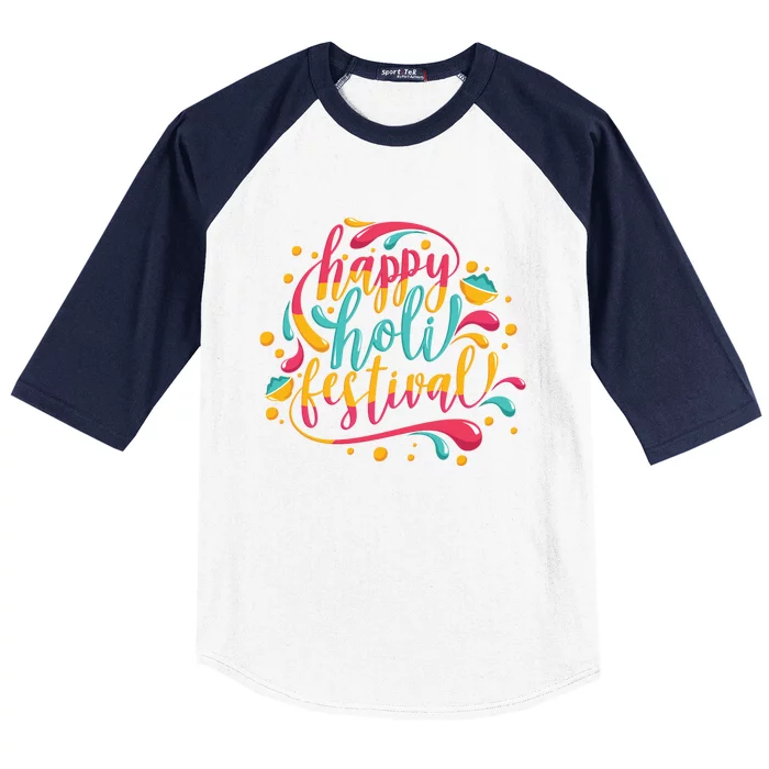 Happy Holi Festival Hindu Spring Color Colorful Festival Cute Gift Baseball Sleeve Shirt