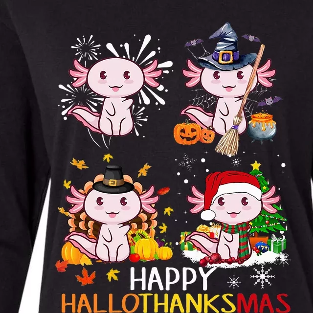 Happy HalloThanksMas Funny Santa Cow Halloween Thanksgiving Womens Cotton Relaxed Long Sleeve T-Shirt