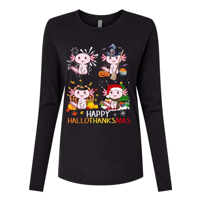 Happy HalloThanksMas Funny Santa Cow Halloween Thanksgiving Womens Cotton Relaxed Long Sleeve T-Shirt