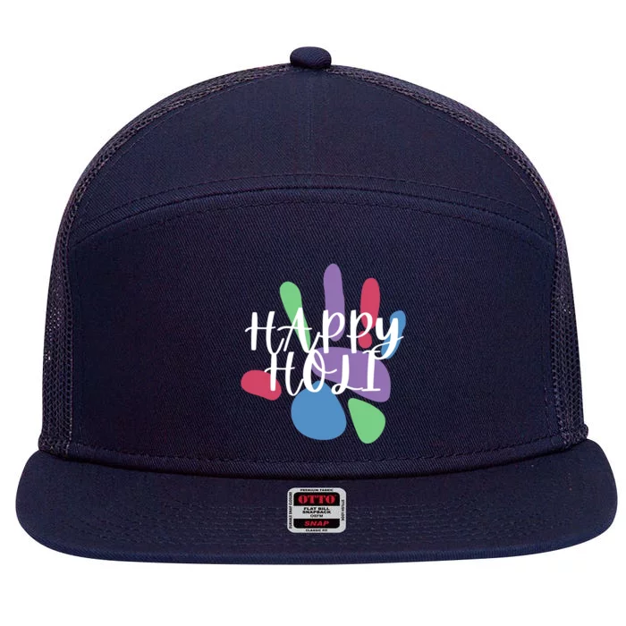 Happy Holi Festival India Colors Cute Gift 7 Panel Mesh Trucker Snapback Hat