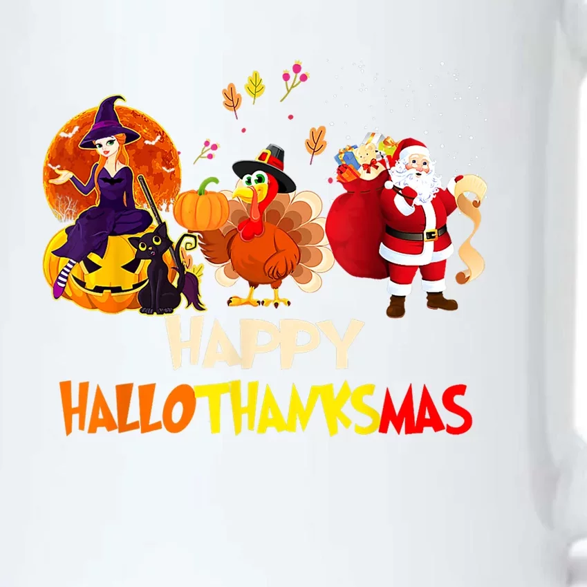 Happy Hallothanksmas Funny Halloween Thanksgiving Christmas Black Color Changing Mug