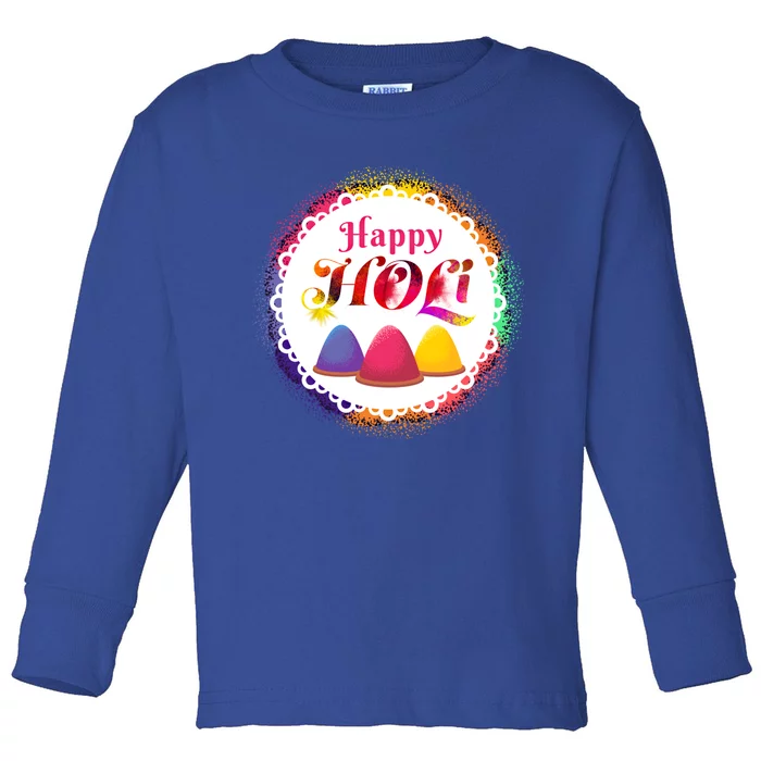 Happy Holi Festival India Hindu Spring Gift Cute Gift Toddler Long Sleeve Shirt