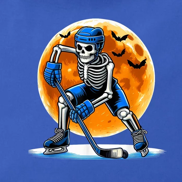 Halloween Hockey Fan American Hockey Skeleton Gift Zip Tote Bag