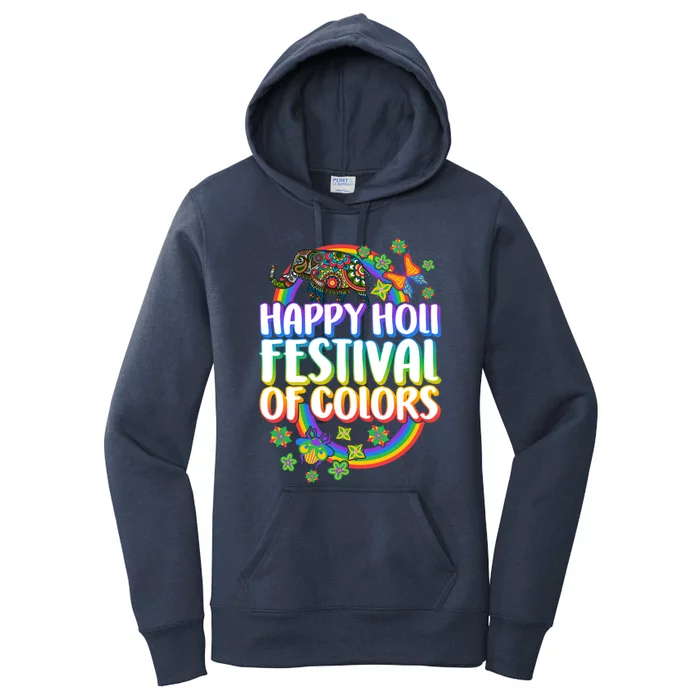 Happy Holi Festival Indian Festival Of Color Spring Elephant Gift Women's Pullover Hoodie