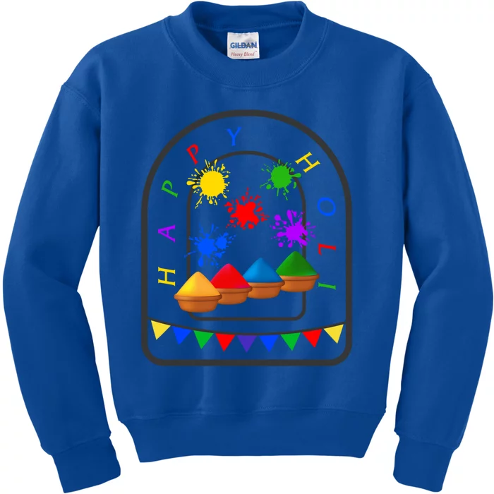 Happy Holi Festival Indian Festival Of Color Spring Elephant Gift Kids Sweatshirt