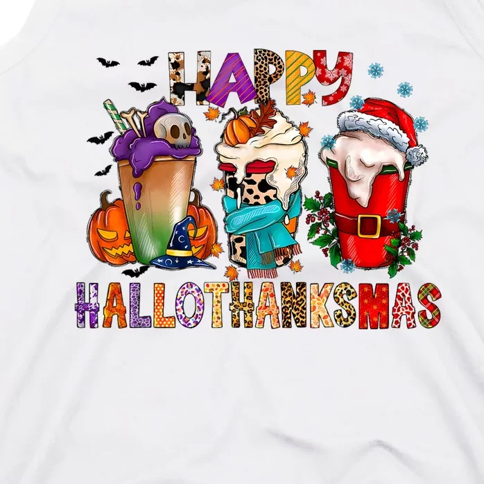 Happy Hallothanksmas Funny Halloween Thanksgiving Christmas Tank Top