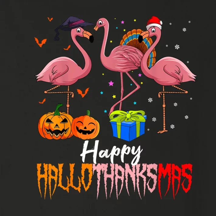 Happy Hallothanksmas Flamingo Halloween Thanksgiving Xmas Toddler Long Sleeve Shirt