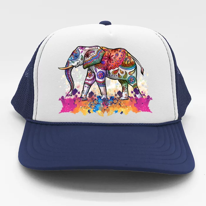 Happy Holi Festival Of Colors India Spring Hindu Elephant Funny Gift Trucker Hat