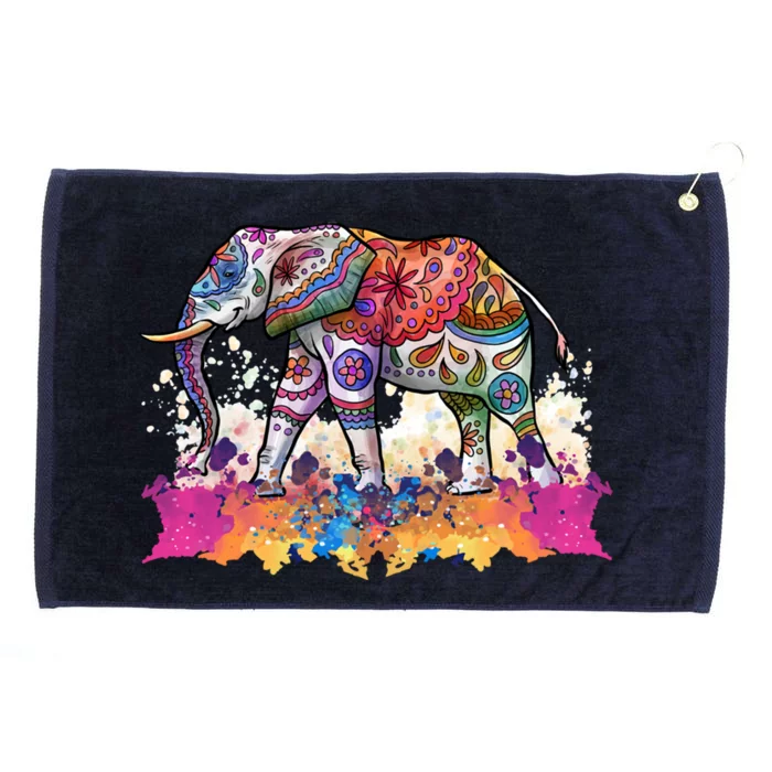 Happy Holi Festival Of Colors India Spring Hindu Elephant Funny Gift Grommeted Golf Towel