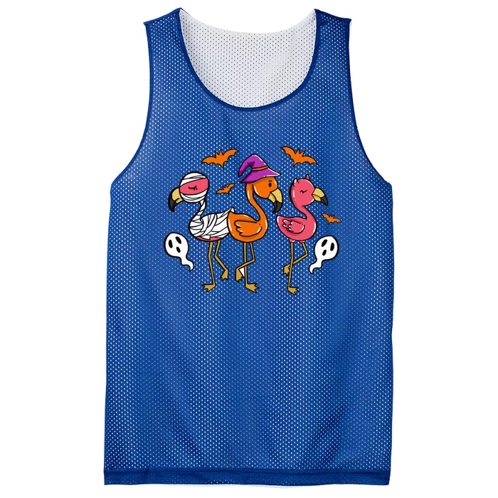 Happy Halloween Flamingo Gang Cute Mummy Witch Demon Gift Mesh Reversible Basketball Jersey Tank