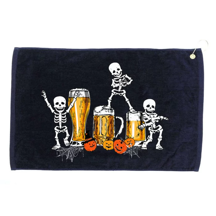 Happy Halloween Funny Skeleton Drinking Beer Grommeted Golf Towel