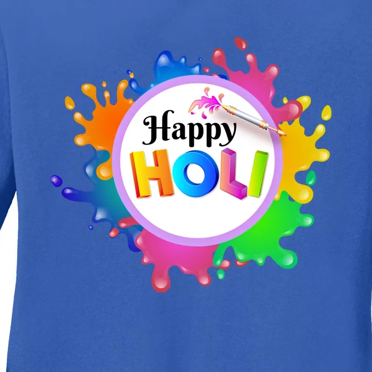 Happy Holi Festival Of India Hindu Spring Gift Cool Gift Ladies Long Sleeve Shirt