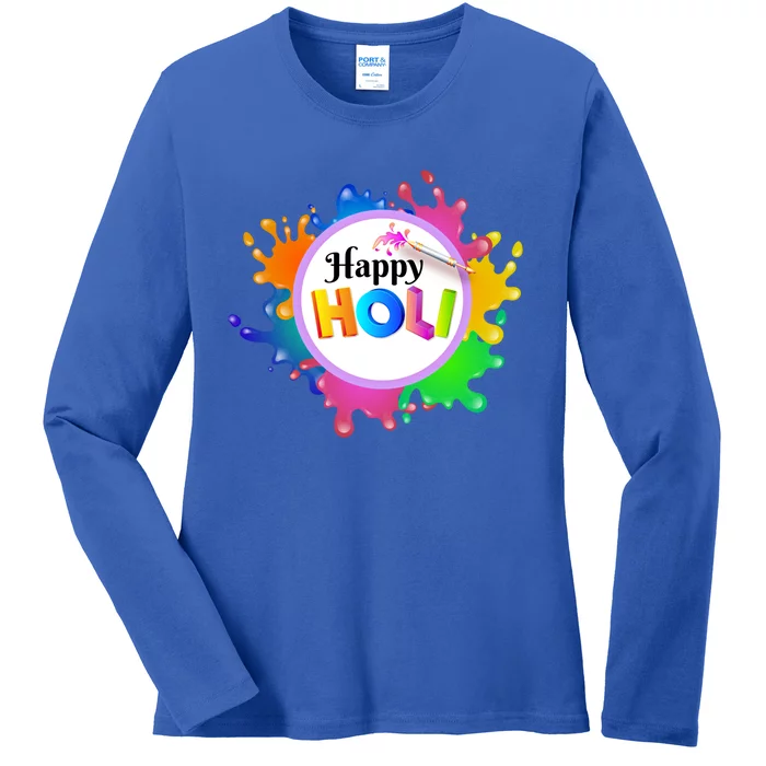 Happy Holi Festival Of India Hindu Spring Gift Cool Gift Ladies Long Sleeve Shirt