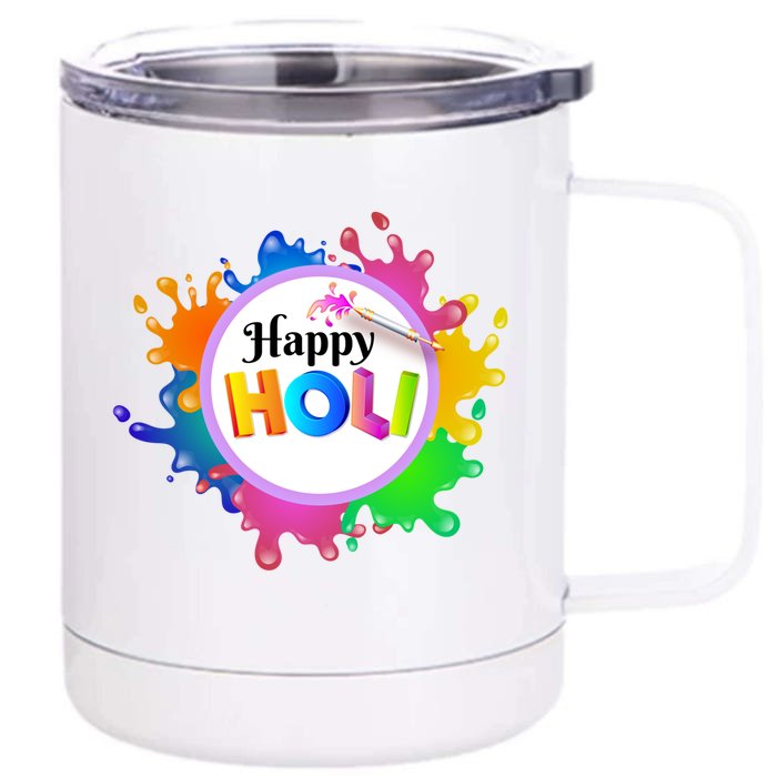 Happy Holi Festival Of India Hindu Spring Gift Cool Gift Front & Back 12oz Stainless Steel Tumbler Cup