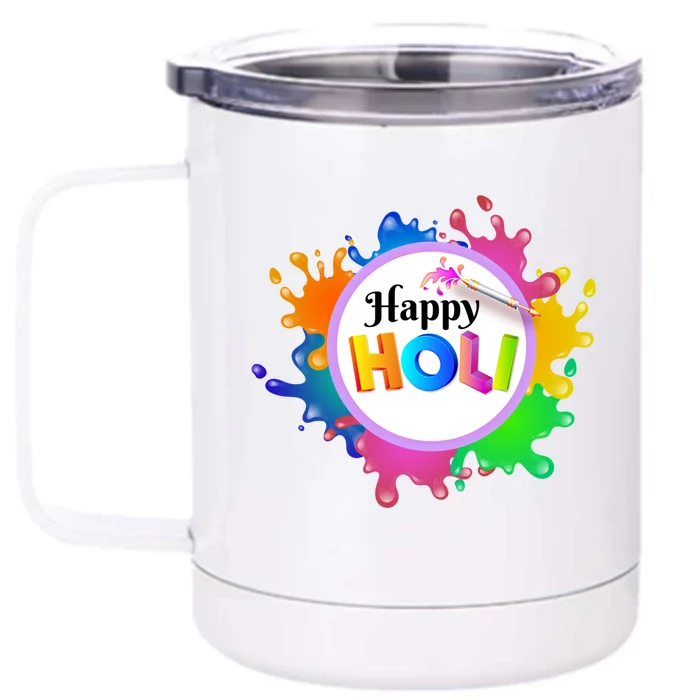 Happy Holi Festival Of India Hindu Spring Gift Cool Gift Front & Back 12oz Stainless Steel Tumbler Cup