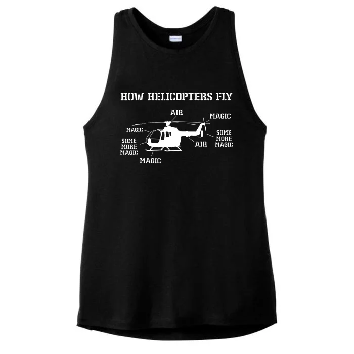 How Helicopters Fly Funny Helicopter Pilot Ladies Tri-Blend Wicking Tank