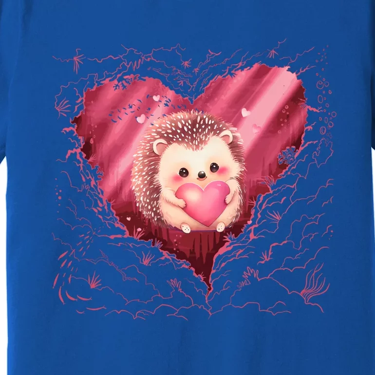 Hedgehog Heart Funny Valentines Day Love Hedgehog Red Gift Premium T-Shirt