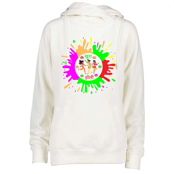 Happy Holi Festival Outfit Color India Gift Womens Funnel Neck Pullover Hood