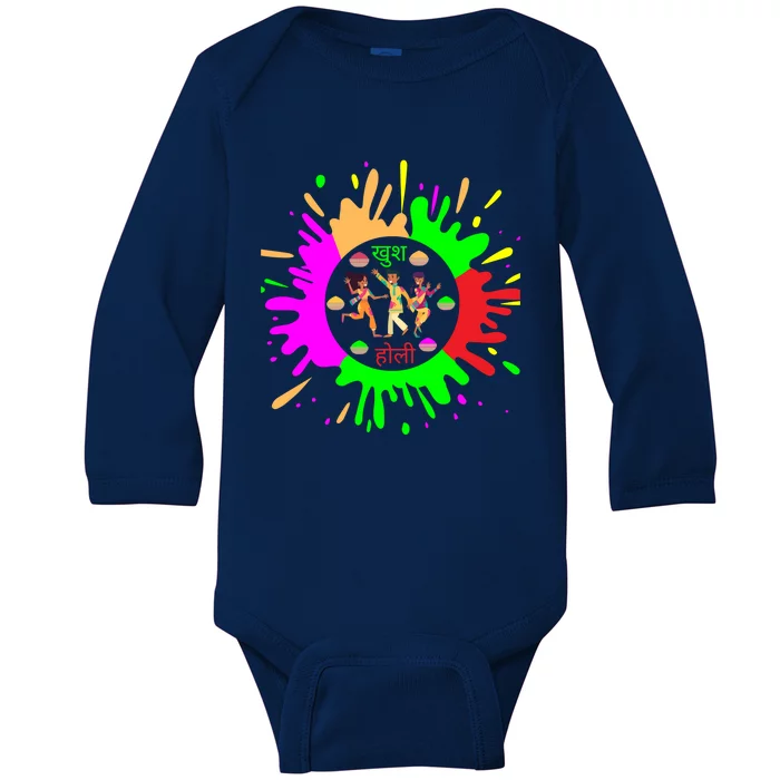 Happy Holi Festival Outfit Color India Gift Baby Long Sleeve Bodysuit