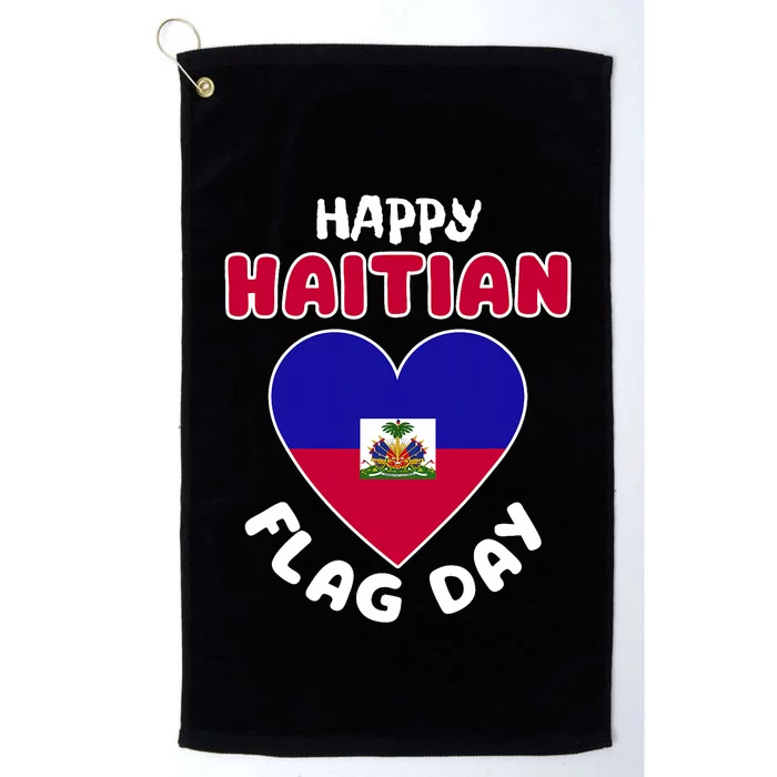 Happy Haitian Flag Day Cool Haiti Flag Heart Platinum Collection Golf Towel