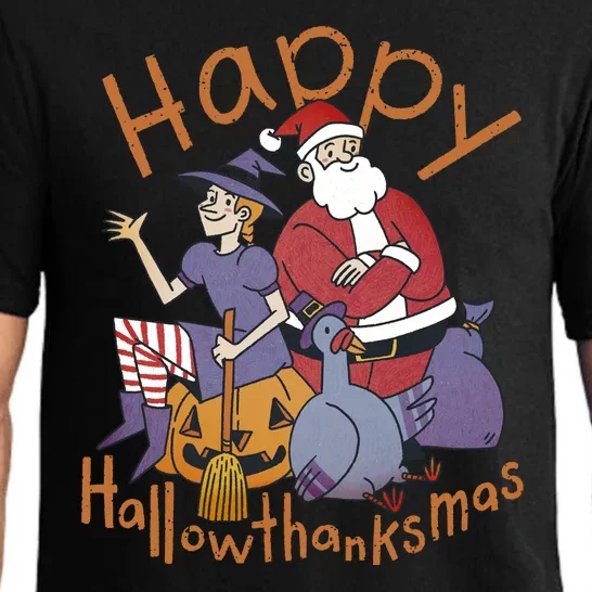 Happy Hallowthanksmas Funny Holiday Pajama Set