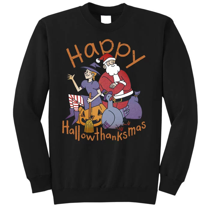 Happy Hallowthanksmas Funny Holiday Tall Sweatshirt