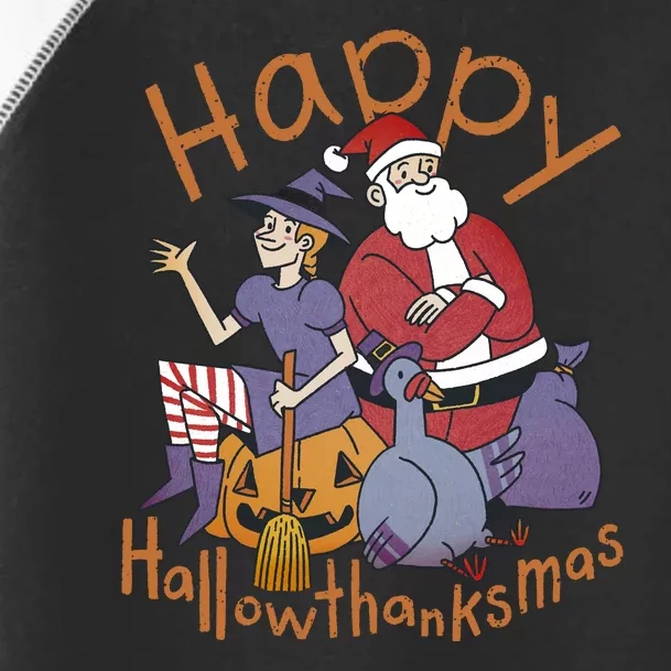 Happy Hallowthanksmas Funny Holiday Toddler Fine Jersey T-Shirt